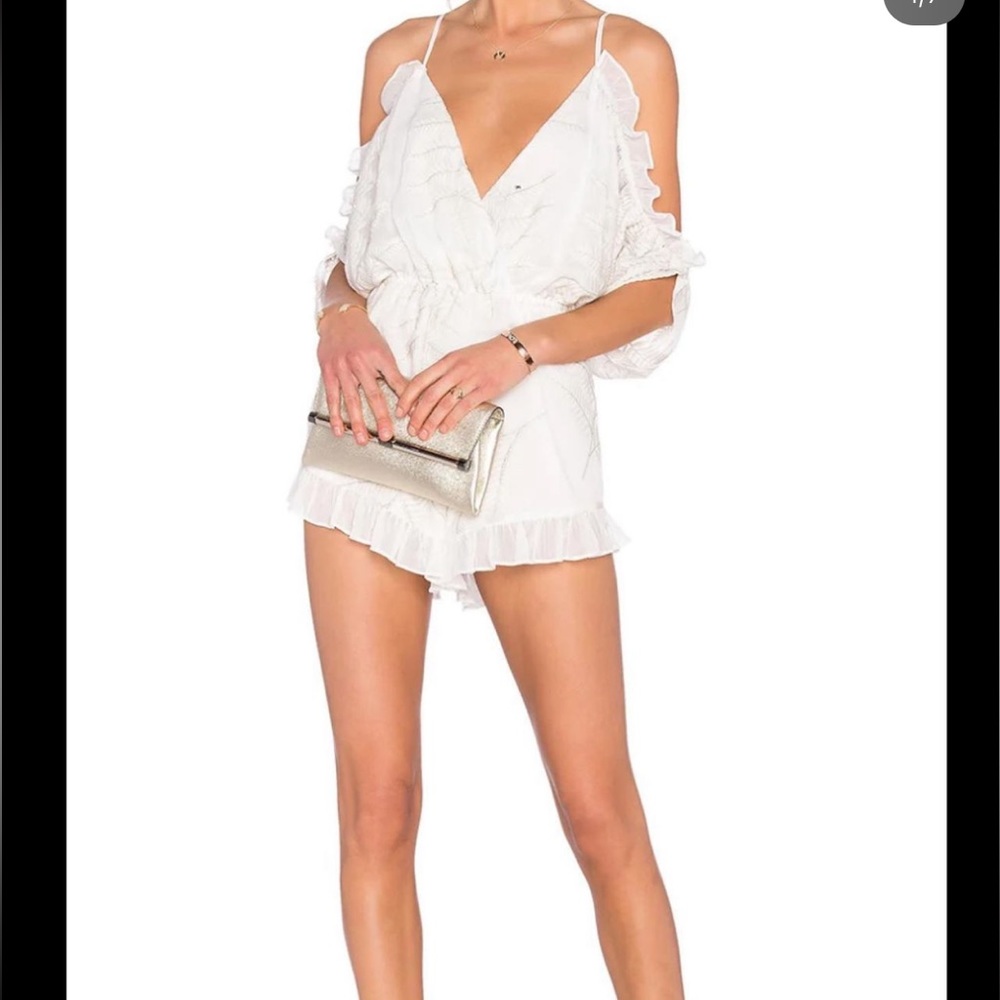 LOVES+FRIENDS Malia Leaf Print Romper, size small